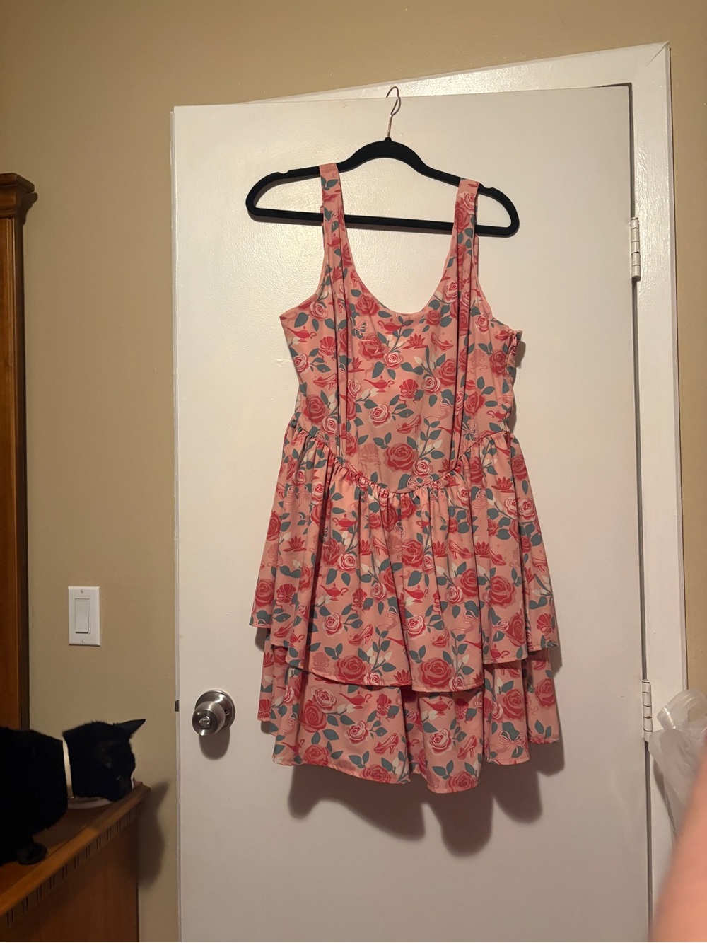 Disney HerUniverse Pink Floral Tiered workout dress with green Accents - Picture 2 of 5